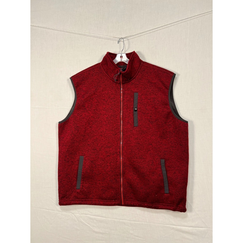 St Johns Bay Mens XXL Performance Vest Red Black Marled Windproof Water Resist
